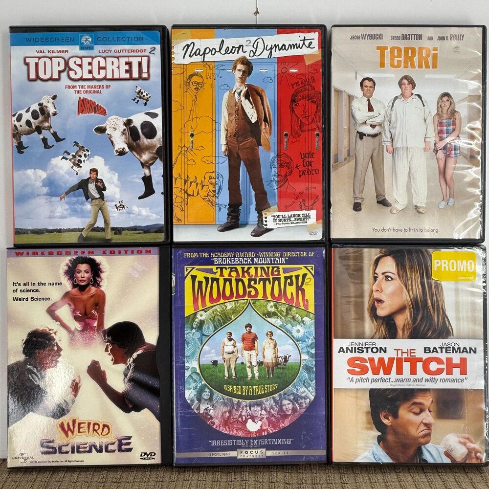 Comedy DVD Lot 6 Movies Napoleon Dynamite Weird Science Top Secret